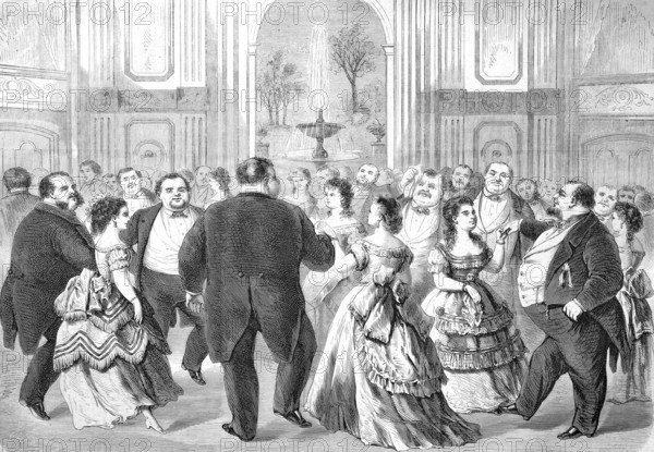 The Fat People's Ball at Irving Hall in New York, America, Historical, Reproduction from a 19th