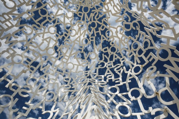 Sculpture made of letters, Le Nomade, artist Jaume Plensa, Antibes, Provence Alpes Côte d'Azur,