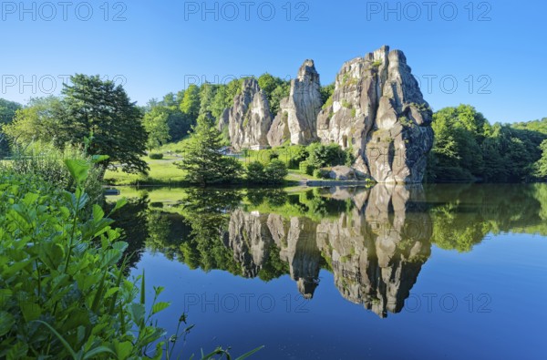 The Externsteine, a sandstone rock formation around 40 metres high in the Teutoburg Forest, are a