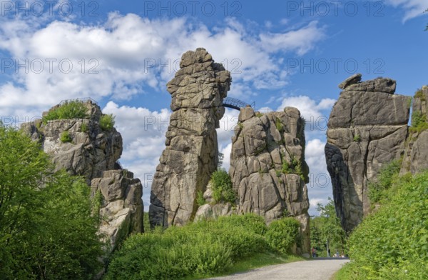 The Externsteine, a sandstone rock formation around 40 metres high in the Teutoburg Forest, are a