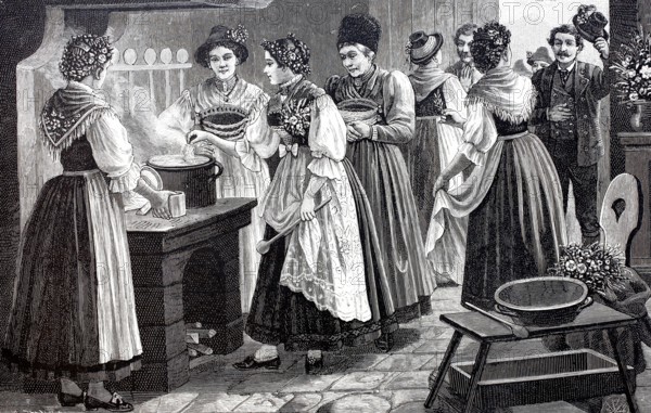 Soup salting, a wedding custom in Upper Bavaria, The bride must flavour the wedding soup and prove
