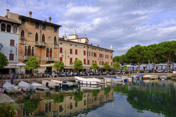 Houses at the harbour, Porto Vecchio, Lake Garda, Desenzano del Garda, Lombardy, Province of