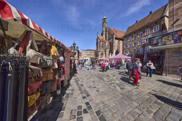 Church of Our Lady, church, pedestrian zone, square, historical buildings, market, market stalls,