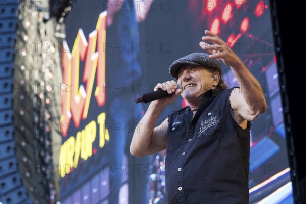 Brian Johnson, lead singer of AC/DC live on Power Up Tour 2025 at the Olympiastadion Berlin on 30
