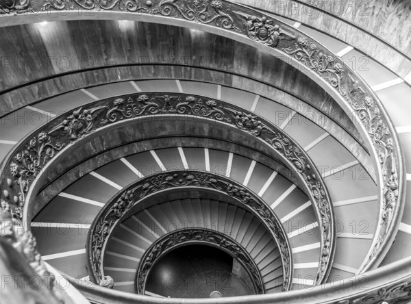 ROME, ITALY - CIRCA SEPTEMBER 2020: the famous spiral staircase with double helix. Vatican Museum,