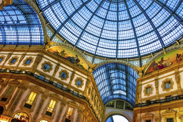 MILAN, ITALY - SEP 14, 2018: Interior of historic Galleria Vittorio Emanuele II owned by comune of
