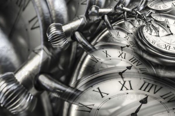 Droste effect background with infinite clock spiral. Abstract design for concepts related to time