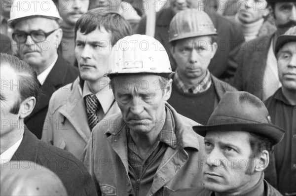 The concern for their jobs is written all over the faces of the workers and employees of the Krupp