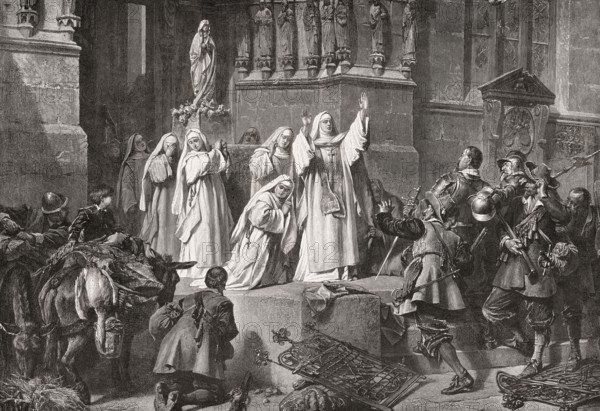 The Abbess of Frauenchiemsee protects her convent, Swedish mercenary soldiers Thirty Years' War,