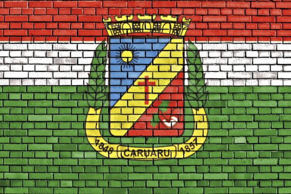 Flag of Caruaru painted on brick wall