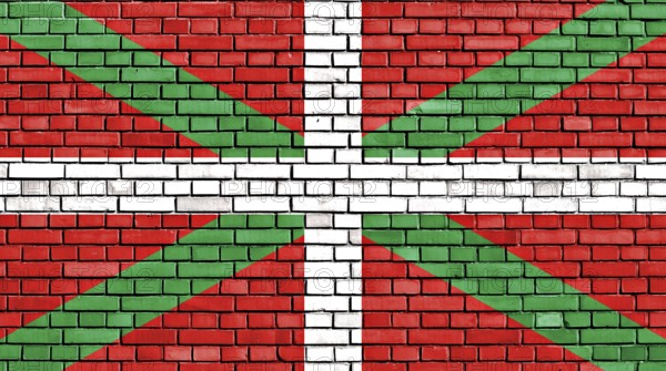 Flag of Basque Country painted on brick wall