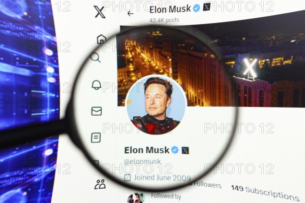 April 17, 2024, Brazil. In this photo illustration, the Elon Musk's official profile, on the social
