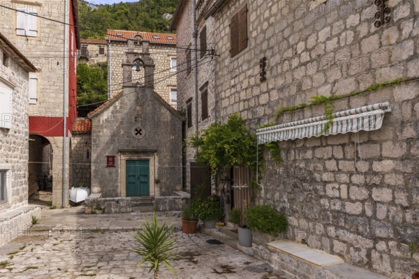 Perast, Montenegro, September 21, 2023: View of the historic town at famous Bay of Kotor with old