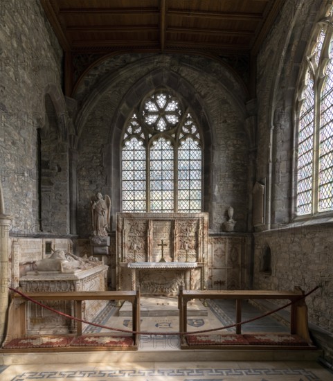 St Davids, United Kingdom, 28 August, 2022: view of one of the historic side chapels inside the St