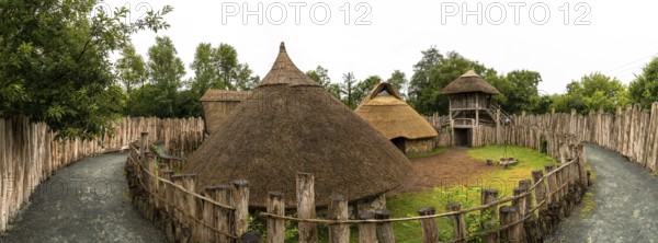 Wexford, Ireland, 18 August, 2022: panorama view of a reconstructed early medieval ringfort in the
