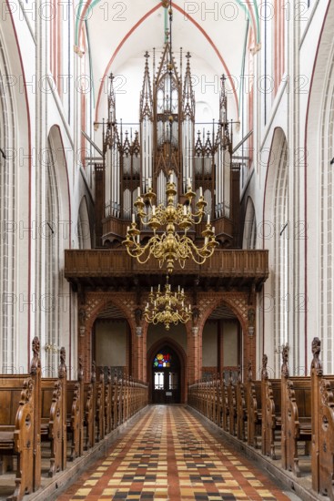 Schwerin, Germany, August 2, 2019: Interior view of Cathedral. It is an Evangelical Lutheran