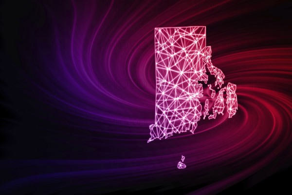 Map of Rhode Island, Polygonal mesh line map, modern map