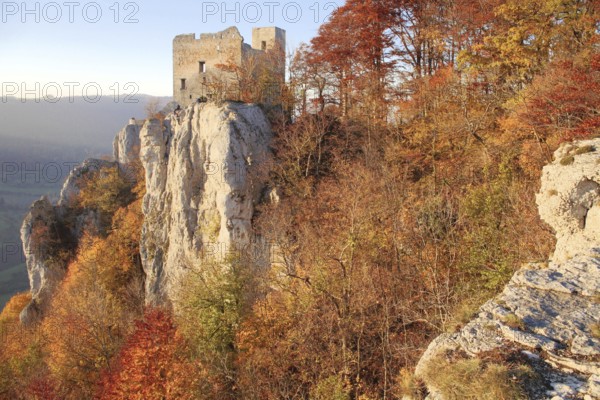 Ruins of castle Reußenstein on the Swabian Alb near Kirchheim unter Teck. Ruins of castle
