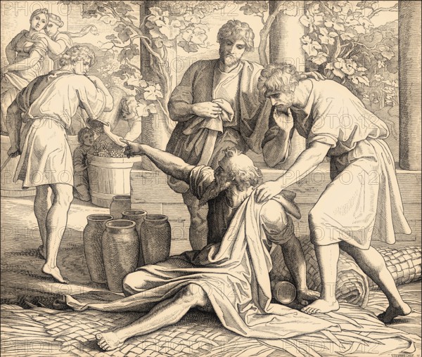 Noah Curses Ham, Old Testament, by Julius Schnorr von Carolsfeld, 1860