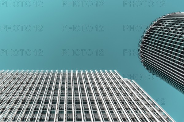 Madrid, Spain, 30 August 2020: Modern Office Buildings in AZCA Financial District. Torre Europa and