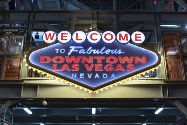 A picture of the Welcome to Fabulous Downtown Las Vegas sign at the Fremont Street Experience