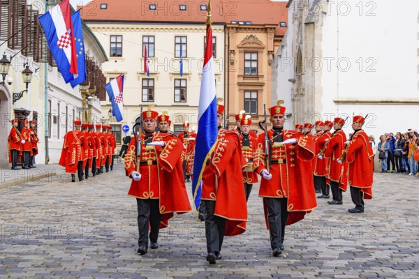 The Changing of the Guard Ceremony at St. Mark Square in Zagreb, Croatia