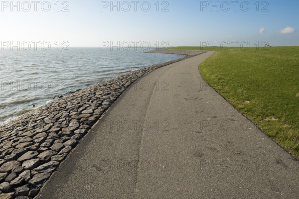 The so-called Wadden dyke on the island of Terschelling in the North Sea in the Netherlands part of