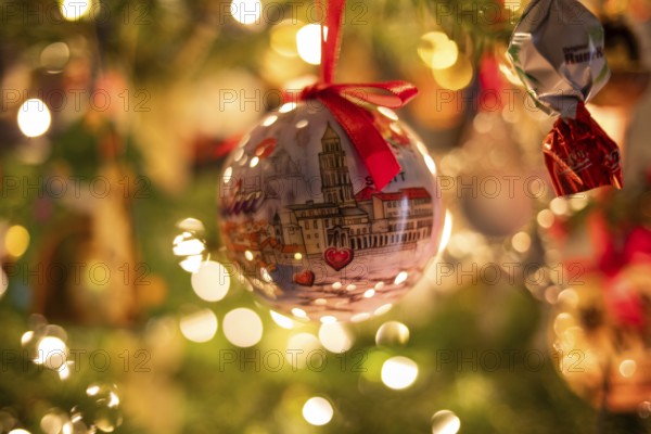 Christmas tree decoration on the Christmas tree, Christmas tree bauble with picture of Split,