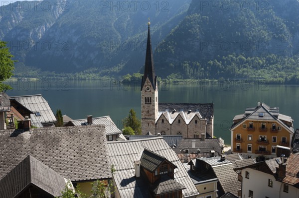 18 Jun 2019, Hallstatt, Salzkammergut, Upper Austria, Austria, Europe, View of Hallstatt with Lake