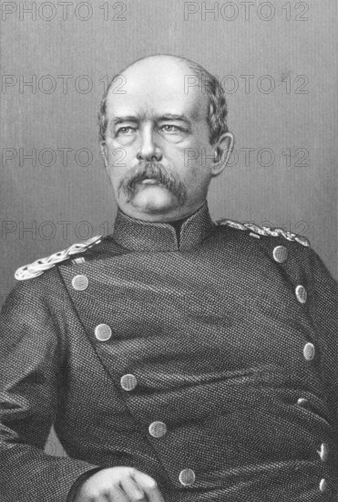 Otto von Bismarck (1815-1898) on engraving from the 1800s. Prussian German statesman and aristocrat