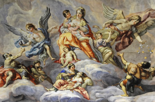 Detail of dome fresco by Johann Michael Rottmayr, Karlskirche, 1716-1736, Vienna, Austria, Europe,