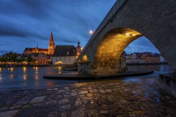 Panoramic view of Regensburg's old town on the Danube in Germany