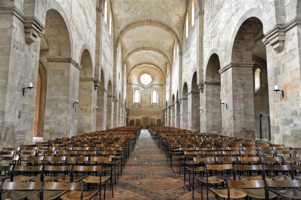 Interior view of the central nave, basilica, monastery church, founded in 1136, Eberbach Monastery,