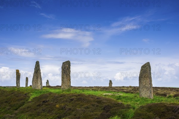 Neolithic stone circle, partial view, Ring of Brodgar, Mainland, Orkney Islands, Scotland, Great