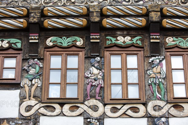 Half-timbered house, Weser Renaissance style, Hoexter, Weser Uplands, North Rhine-Westphalia,