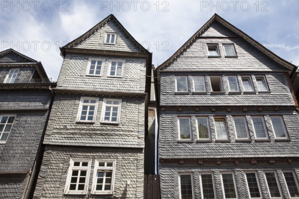 Slate houses in historic centre of Herborn, Hesse, Germany, Europe, Schieferhäuser in der Altstadt