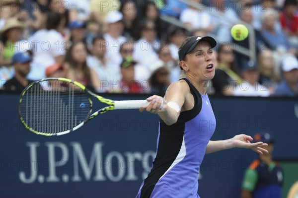 Tennis player Tennis player Caroline Wozniacki of Denmark in action at the US Open 2024