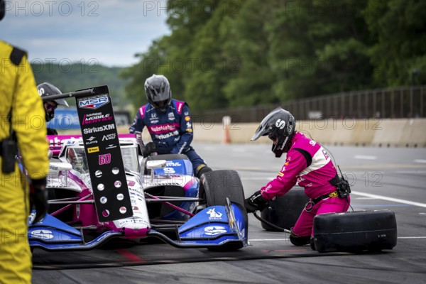 Felix Rosenqvist (60) of Varnamo, Sweden comes down pit road for service during the XPEL Grand Prix