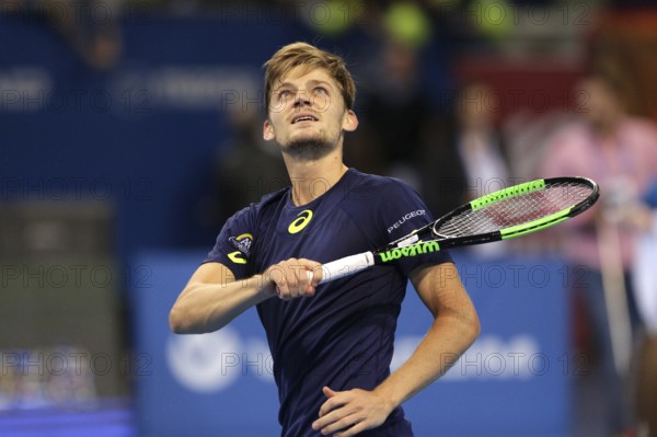 Sofia, Bulgaria - February 11, 2017: David Goffin from Belgium (pictured) plays against Roberto