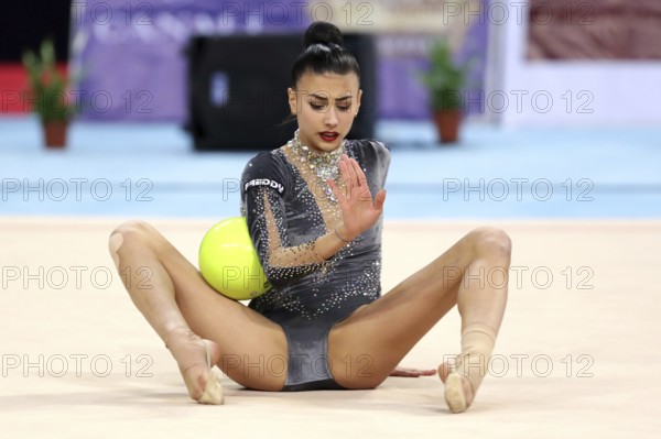 Sofia, Bulgaria - 30 March, 2018: Alessia Russo Italy performs with ball during Rhythmic Gymnastics