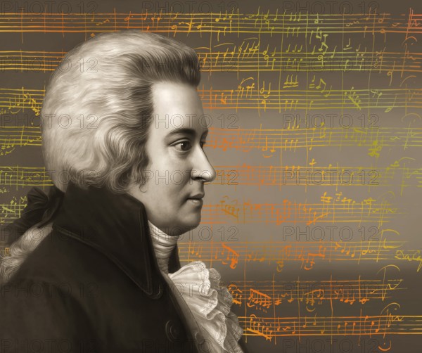 Wolfgang Amadeus Mozart, 1756 – 1791, composer of classical music, First Viennese School, notesheet