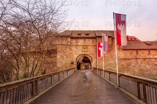 Nuremberg, Germany, December 24, 2016: Frauentor gate was the main gate in the southeast of the