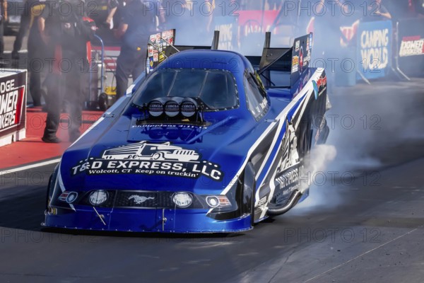 NHRA driver, Terry Haddock, prepares to qualify for the Dodge Power Brokers NHRA Mile-High