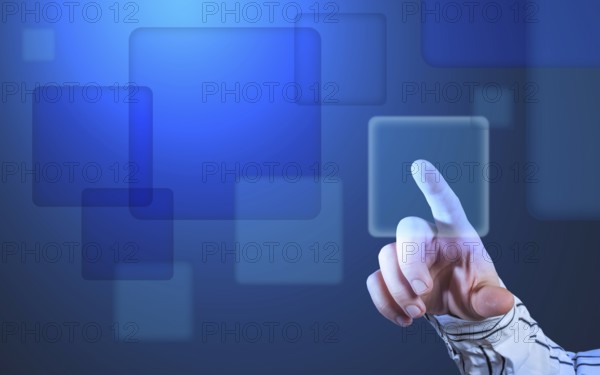 Futuristic touch screen display with streaming image