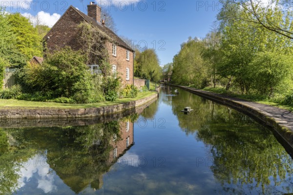 Coalport, Shropshire, England, UK, May 02, 2018: A house near the shore of the Old Canal