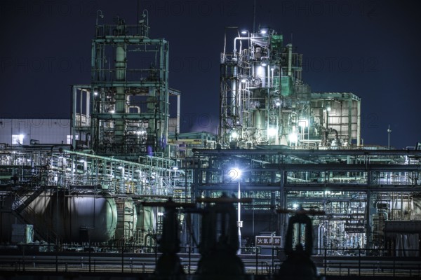 Factory night view of Kawasaki Keihin industrial zone. Shooting Location: Kawasaki City, Kanagawa
