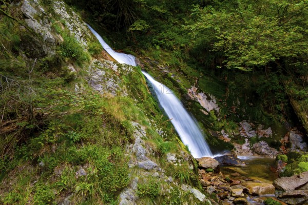 Picturesque high-water cascading waterfall Allerheiligen. The Black Forest /Schwarzwald/ - famous