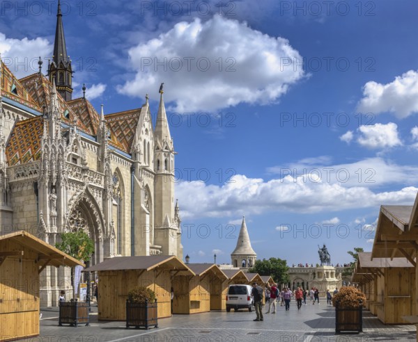 Budapest, Hungary 18.08.2021. Holy Trinity square on the upper town Buda in Budapest, Hungary, on a