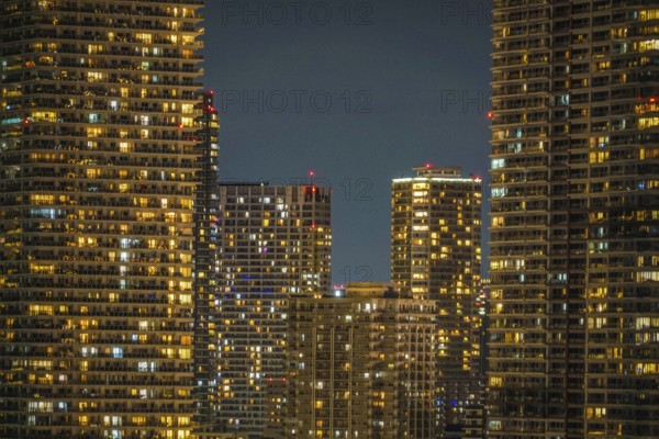 Tokyo night view seen from the Toyosu. Shooting Location: Tokyo metropolitan area