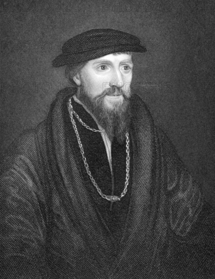 Anthony Denny (1501-1549) on engraving from 1840. Confidant of Henry VIII of England. Engraved by W
